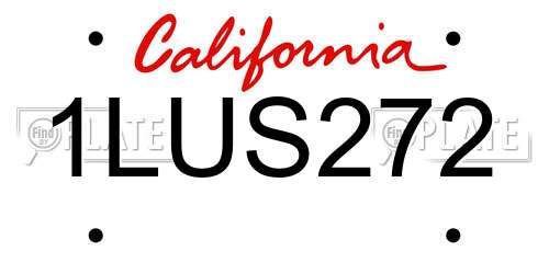 1LUS272 California License Plate