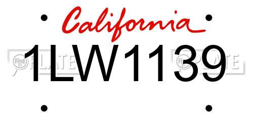 1LW1139 California License Plate