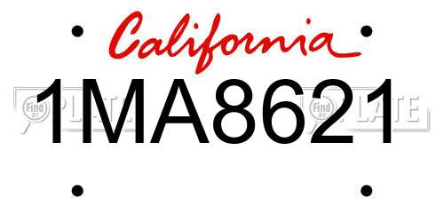 1MA8621 California License Plate
