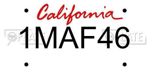 1MAF46 California License Plate