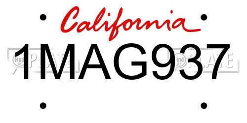 1MAG937 California License Plate