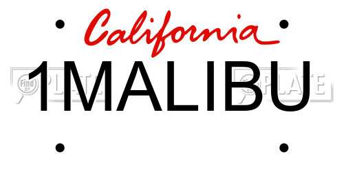 1MALIBU California License Plate
