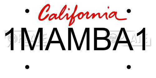 1MAMBA1 California License Plate