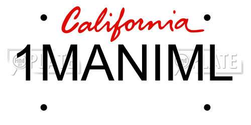 1MANIML California License Plate