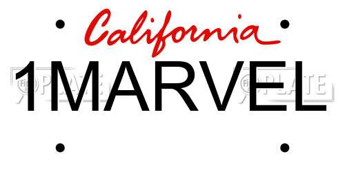 1MARVEL California License Plate