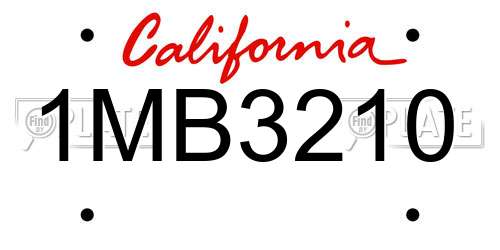 1MB3210 California License Plate