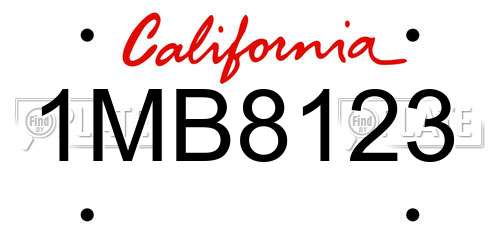 1MB8123 California License Plate