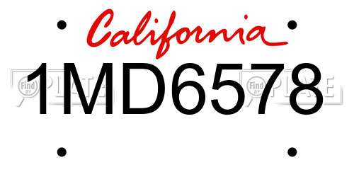 1MD6578 California License Plate