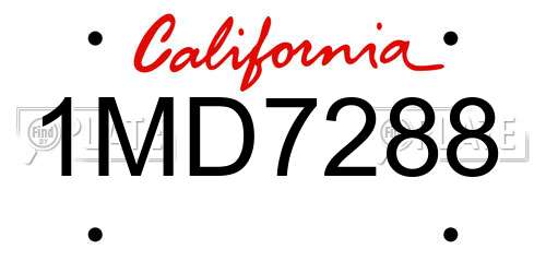1MD7288 California License Plate