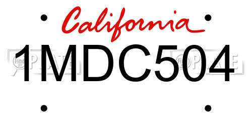 1MDC504 California License Plate