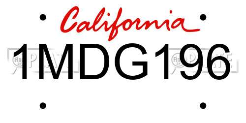 1MDG196 California License Plate