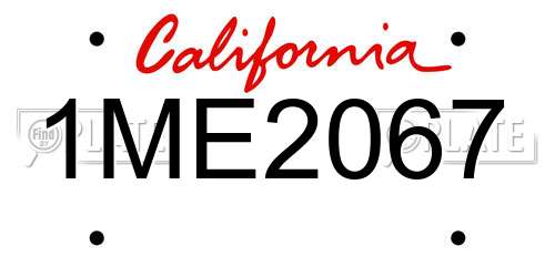 1ME2067 California License Plate