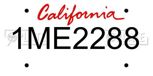 1ME2288 California License Plate