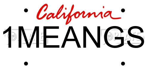 1MEANGS California License Plate
