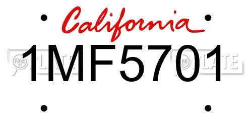 1MF5701 California License Plate