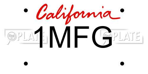 1MFG California License Plate