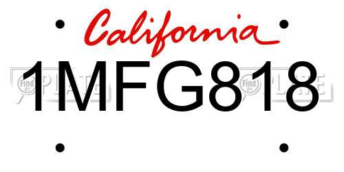 1MFG818 California License Plate
