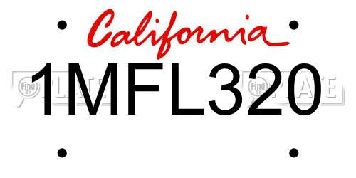1MFL320 California License Plate