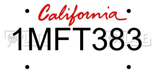 1MFT383 California License Plate