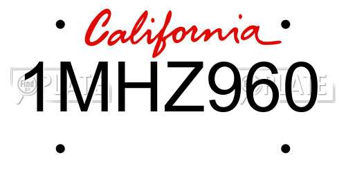 1MHZ960 California License Plate