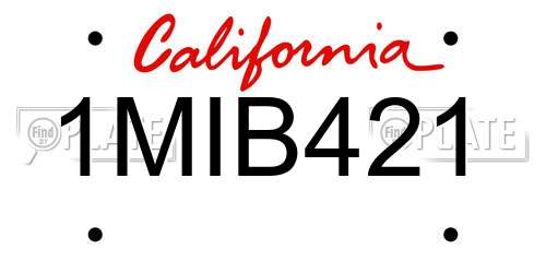 1MIB421 California License Plate