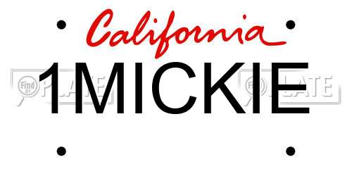 1MICKIE California License Plate