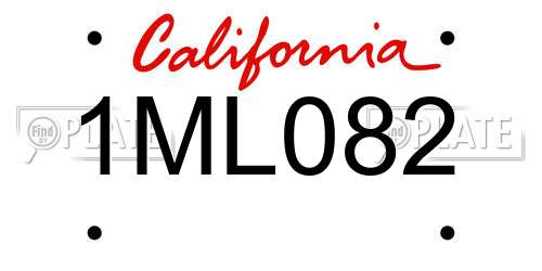 1ML082 California License Plate