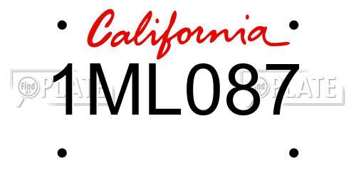 1ML087 California License Plate