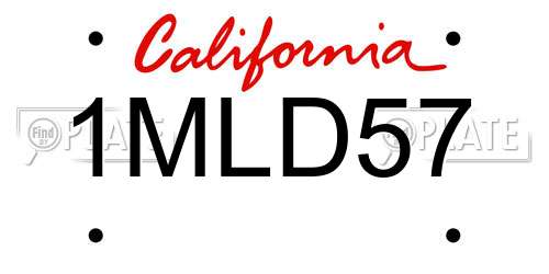 1MLD57 California License Plate