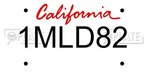 1MLD82 California License Plate