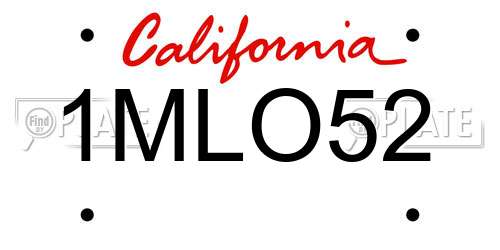 1MLO52 California License Plate