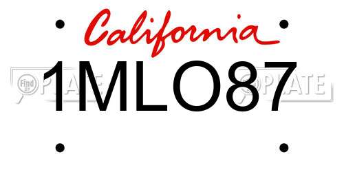 1MLO87 California License Plate