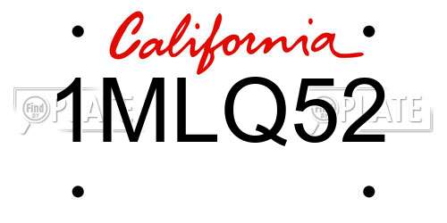 1MLQ52 California License Plate