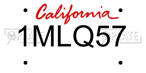1MLQ57 California License Plate