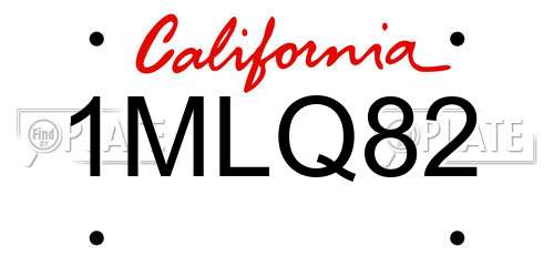 1MLQ82 California License Plate