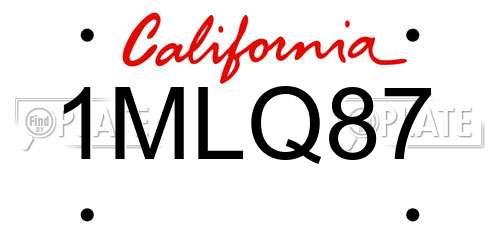 1MLQ87 California License Plate