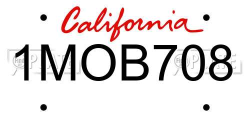 1MOB708 California License Plate