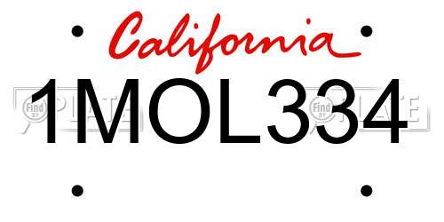 1MOL334 California License Plate