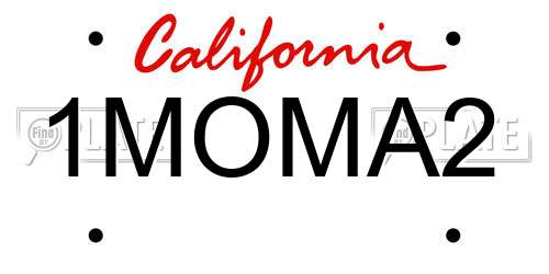 1MOMA2 California License Plate