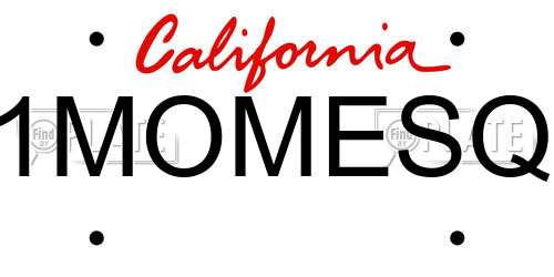 1MOMESQ California License Plate