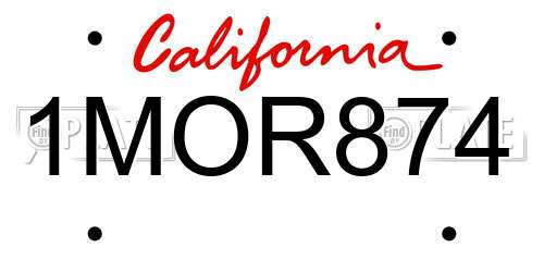 1MOR874 California License Plate