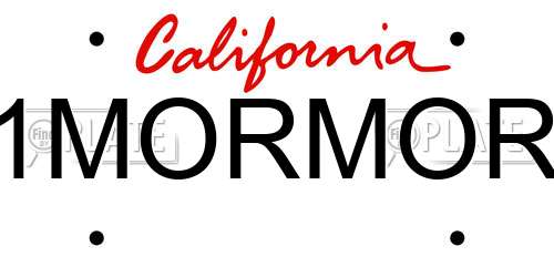 1MORMOR California License Plate