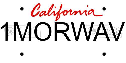 1MORWAV California License Plate