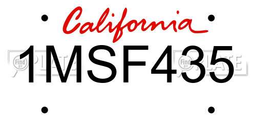 1MSF435 California License Plate
