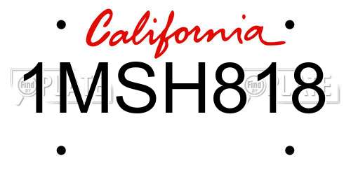 1MSH818 California License Plate