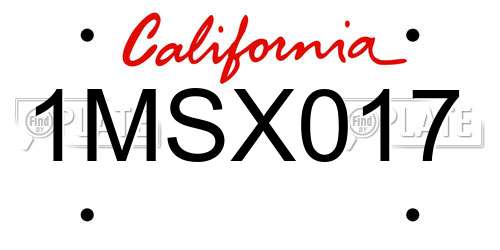 1MSX017 California License Plate