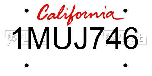 1MUJ746 California License Plate