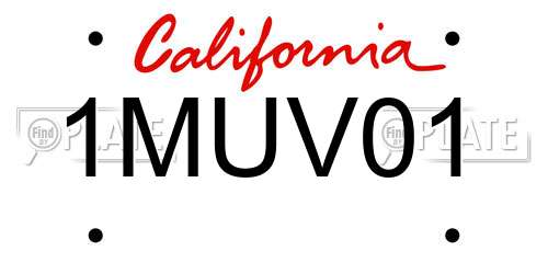 1MUV01 California License Plate