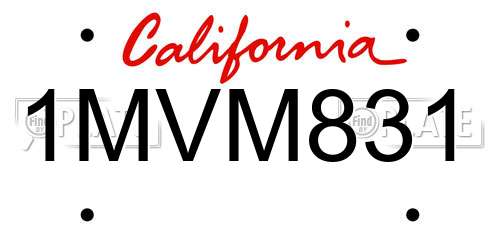 1MVM831 California License Plate