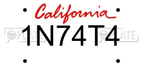 1N74T4 California License Plate